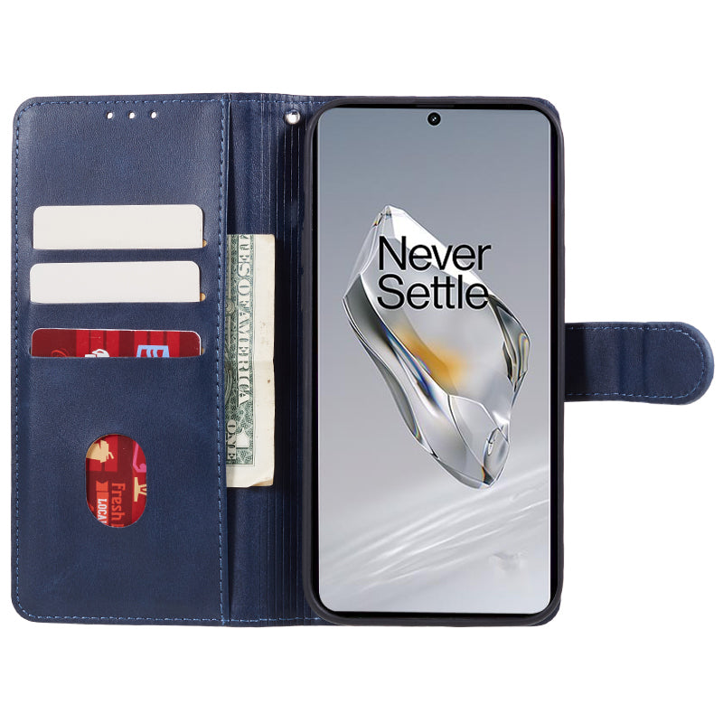 Phone Cover for OnePlus 12R 5G / Ace 3 5G Case Magnetic Clasp PU Leather Wallet Stand Shell - Blue Phone Cover for OnePlus 12R 5G / Ace 3 5G Case Magnetic Clasp PU Leather Wallet Stand Shell - Blue
